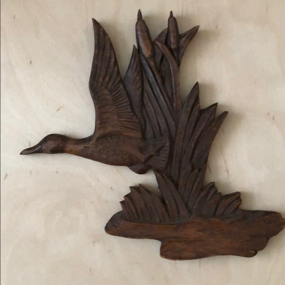 Original Woodcarving Ducks in Flight